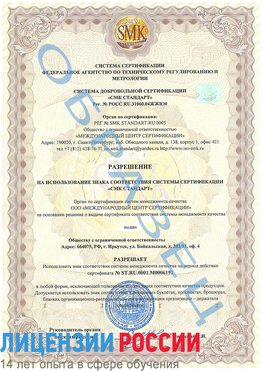 Образец разрешение Саки Сертификат ISO 50001